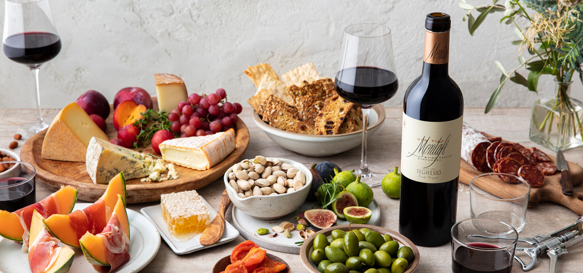 Montafi Zinfandel with antipasta