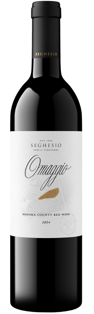 A bottle of Seghesio Omaggio Sonoma County red wine, 2024 vintage.