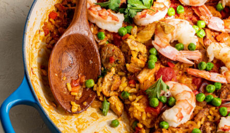 Golden Shrimp Paella with Green Peas: Seghesio Chardonnay’s Perfect Pair
